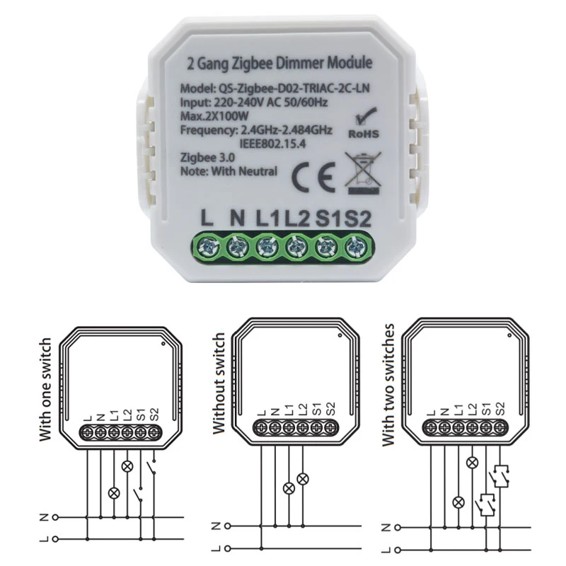 Tuya Zigbee 3.0 Smart Wireless Dimmer Switch Module 1 Gang/2 Gang Remote Control Works With Alexa Google Home Smart Home
Tuya Zigbee 3.0 Smart Wireless Dimmer Switch Module 1 Gang/2 Gang Remote Control Works With Alexa Google Home Smart Home