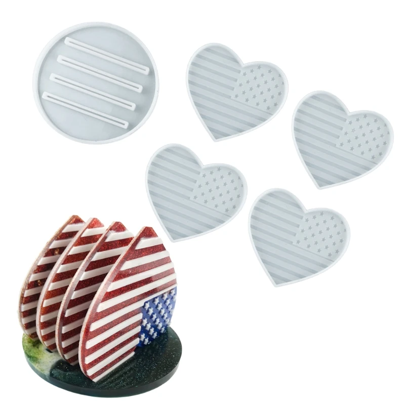 E56A 1 Set Love Heart American Flag Coaster Epoxy Resin Mold with Storage Stand Mold Cup Mat Silicone Mould DIY Crafts Mold
E56A 1 Set Love Heart American Flag Coaster Epoxy Resin Mold with Storage Stand Mold Cup Mat Silicone Mould DIY Crafts Mold