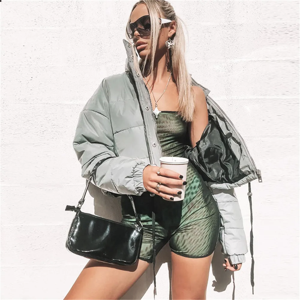 Reflective Jacket For Women Fashion Stand Collar Single Breasted Pocket Woman Parkas High Street Thicken Winter Coat
Reflective Jacket For Women Fashion Stand Collar Single Breasted Pocket Woman Parkas High Street Thicken Winter Coat