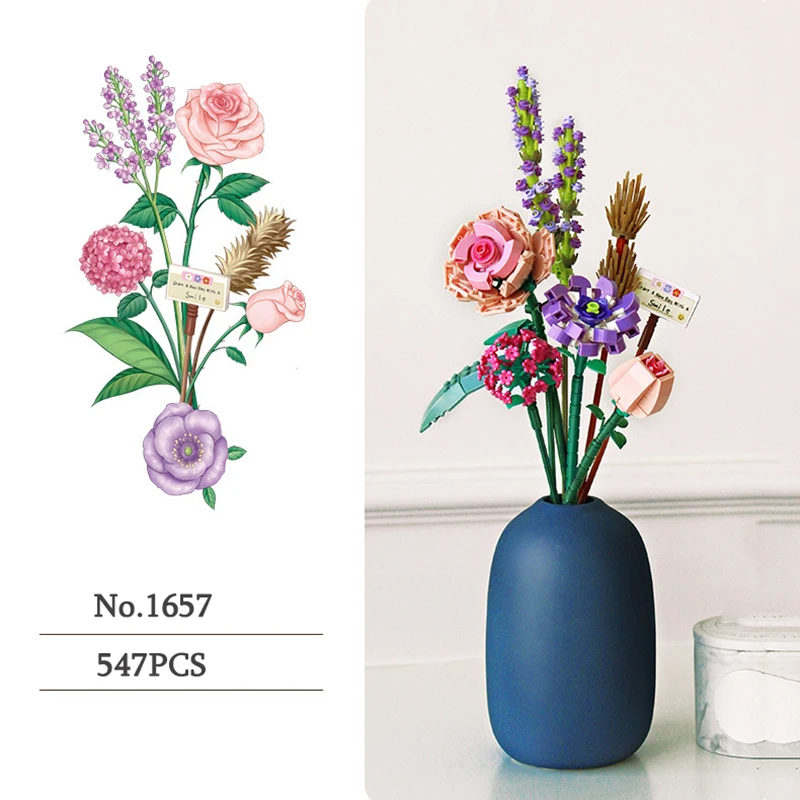 547 Pcs Building Block Bouquet Girl Gift DIY Home Bouquet Decoration Flower Arrangement Model Assembling Building Block Toy
547 Pcs Building Block Bouquet Girl Gift DIY Home Bouquet Decoration Flower Arrangement Model Assembling Building Block Toy