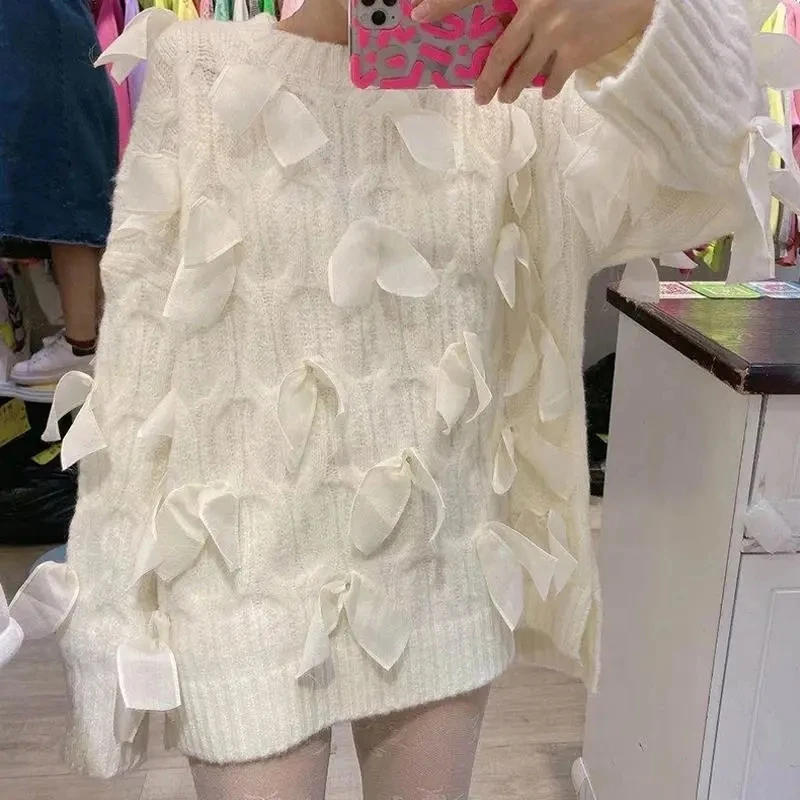 Women Clothes High Quality Designer Knitted Pullovers Female Loose Autumn Winter Bow Thick Warm Knitted Sweaters Jersey Femme
Women Clothes High Quality Designer Knitted Pullovers Female Loose Autumn Winter Bow Thick Warm Knitted Sweaters Jersey Femme