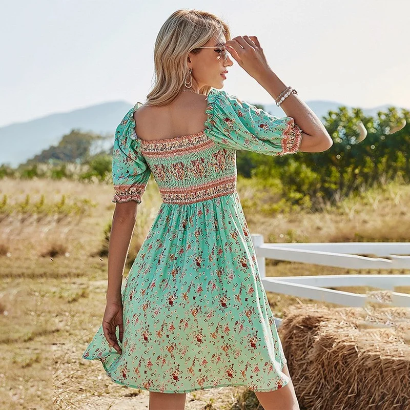 JYCUSSDE 2021 Summer Casual Boho Floral Print V- Neck High Waist Short Sleeve Stitching Strappy Mini Fashion Dress For Women
JYCUSSDE 2021 Summer Casual Boho Floral Print V- Neck High Waist Short Sleeve Stitching Strappy Mini Fashion Dress For Women
