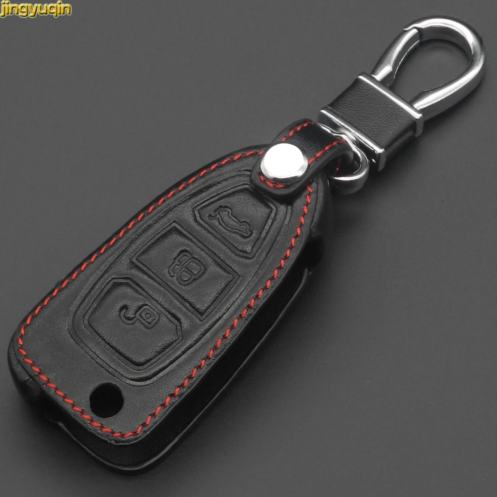 Jingyuqin 3 кнопки кожаный флип складной чехол для ключей Ford Mondeo Mk4 Focus 2 4 St Kuga Fiesta Fusion