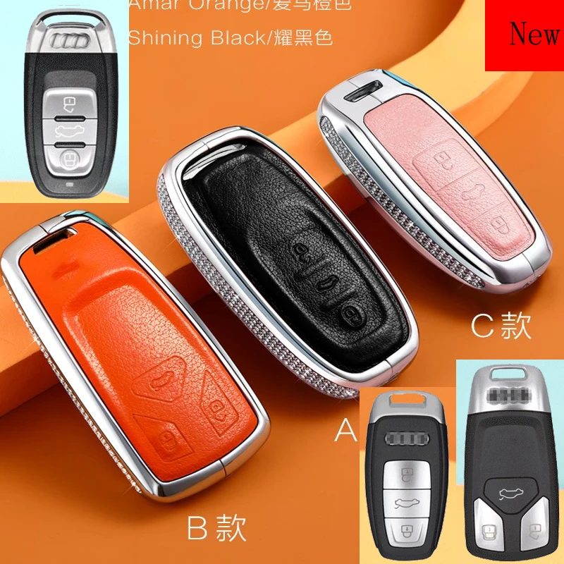 High-Quality Leather Diamond-encrusted Car Smart Key Case Cover for Audi A4L Q5L Q7 A5 A6L Car Accessories
High-Quality Leather Diamond-encrusted Car Smart Key Case Cover for Audi A4L Q5L Q7 A5 A6L Car Accessories