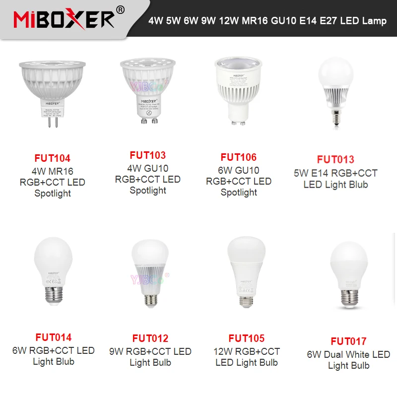 

Miboxer 4W 5W 6W 9W 12W LED Bulb RGB CCT/Color temperature Smart Lamp Light E27 GU10 MR16 E14 Spotlight Milight