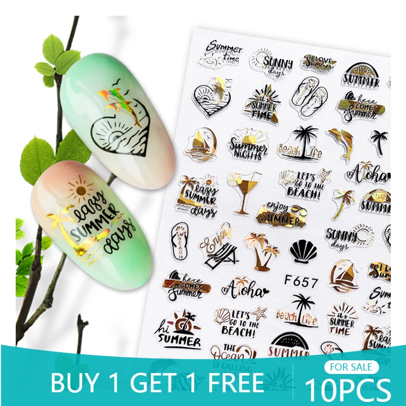 10Pcs Laser Gold Black Nail Slider Summer Leaf Love Nail Art Sticker Bird Star Line Letter Fish Nail Art Decal Decoration
10Pcs Laser Gold Black Nail Slider Summer Leaf Love Nail Art Sticker Bird Star Line Letter Fish Nail Art Decal Decoration