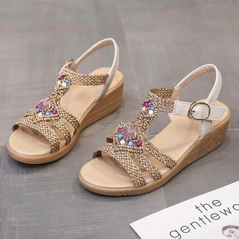 Sandals Women Summer New Fashion Women's Sandals 2021 Woven Beaded Wedge Heel Women's Shoes Open Toe Sandals
Sandals Women Summer New Fashion Women's Sandals 2021 Woven Beaded Wedge Heel Women's Shoes Open Toe Sandals