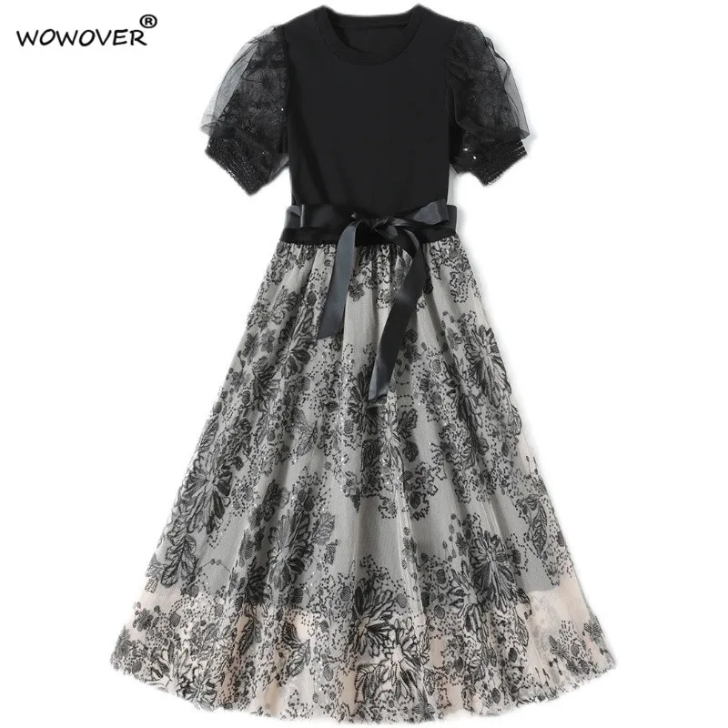 Fashion Women's Summer Clothes 2021 Lady Elegant Puff Sleeve Sequined Embroidered Patchwork Sashes Mesh Party Dress Black Robe
Fashion Women's Summer Clothes 2021 Lady Elegant Puff Sleeve Sequined Embroidered Patchwork Sashes Mesh Party Dress Black Robe