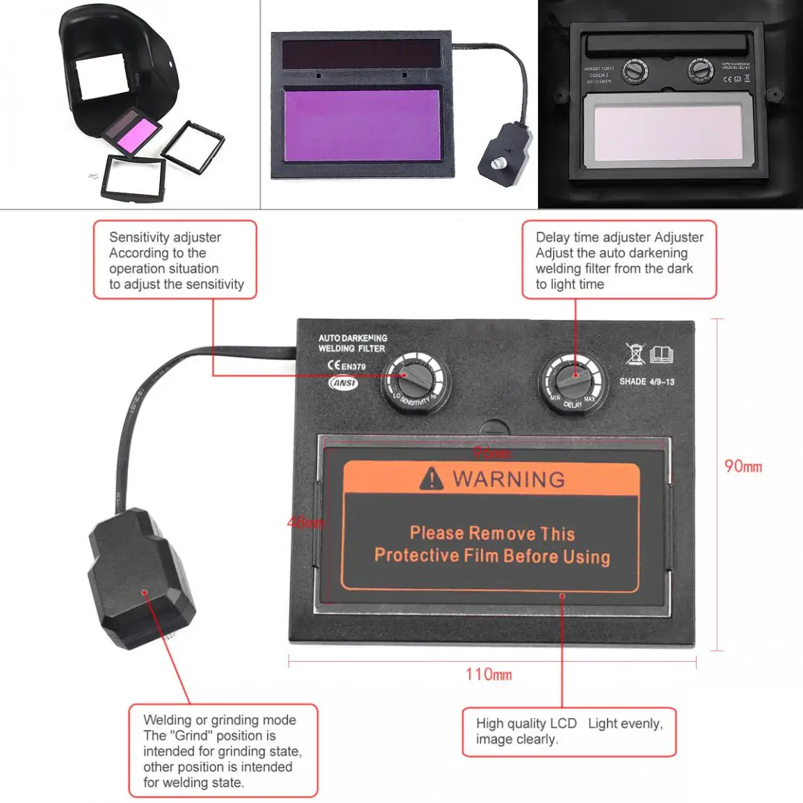 

Welding Tools Stepless Adjust Solar Auto Darkening TIG MIG Grinding Welding Helmets / Face Mask / Electric Welding Mask/Weld Cap