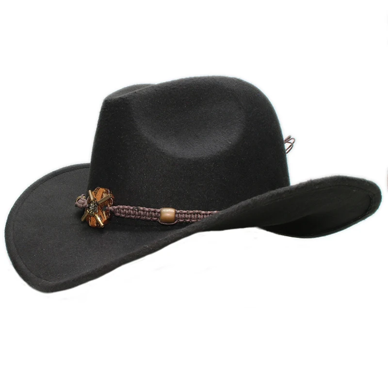 Vintage Parent-child Women Men /Kid Child Wool Wide Brim Cowboy Western Hat Cowgirl Cap Wood Knitted Bead Band (61cm/57cm/54cm
Vintage Parent-child Women Men /Kid Child Wool Wide Brim Cowboy Western Hat Cowgirl Cap Wood Knitted Bead Band (61cm/57cm/54cm