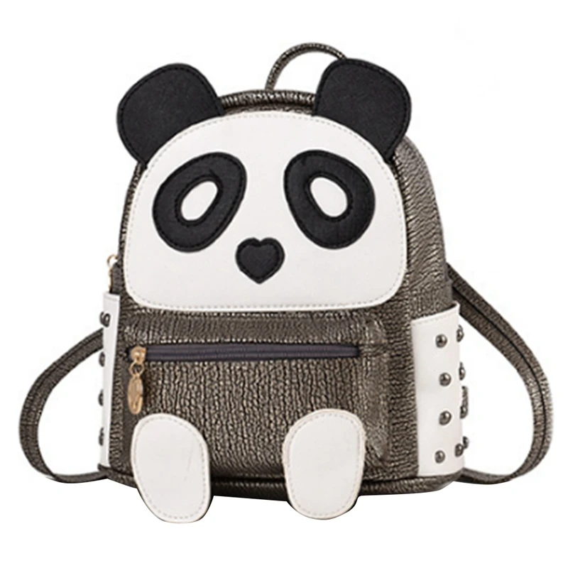 

Women Teens Girls Panda Book Bag Rivet Backpack Mini Casual Panda Shoulder Bags