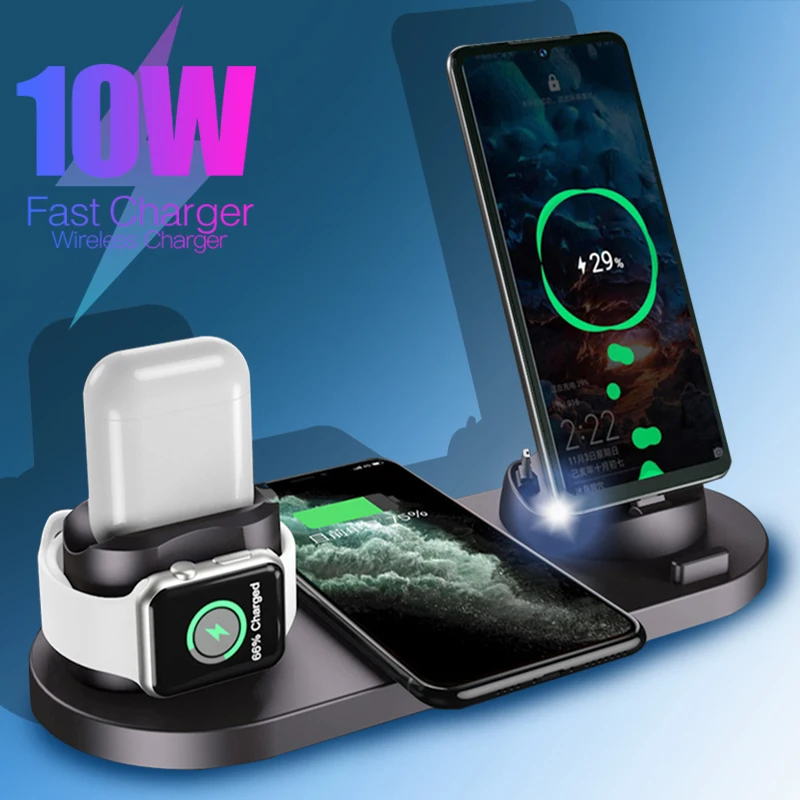 6in1 Wireless Desktop Charger Holder For Apple Airpods Watch 6 5 4 3 For iPhone 12 11Pro Max 12 Mini Xiaomi 11 10 Huawei P40 P30
6in1 Wireless Desktop Charger Holder For Apple Airpods Watch 6 5 4 3 For iPhone 12 11Pro Max 12 Mini Xiaomi 11 10 Huawei P40 P30