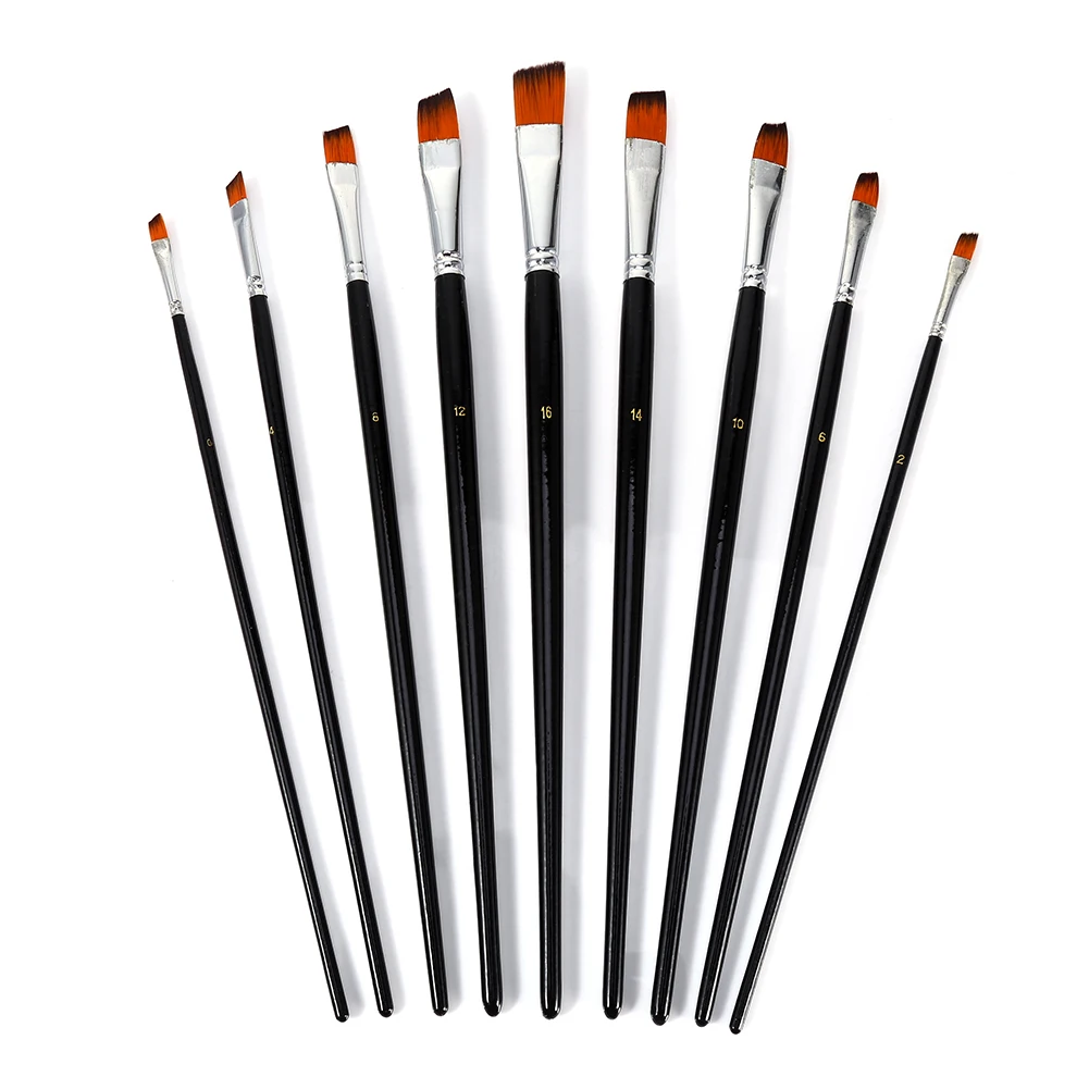 9 PCS Nylon Oblique Flat Tipped Paint Brushes Set Inclined Plane Wooden Long Handle Brush 9
9 PCS Nylon Oblique Flat Tipped Paint Brushes Set Inclined Plane Wooden Long Handle Brush 9