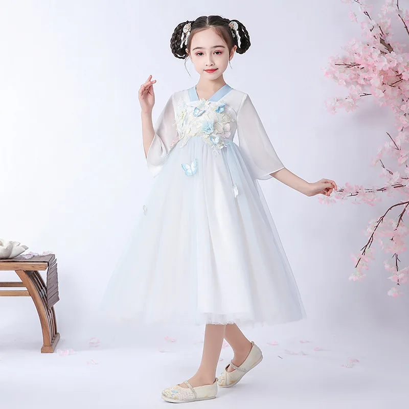 Cute Girls Holiday Costume Hanfu Super Fairy Girl Tang Costume Chiffon Skirt Children's Wear Chinese Style Guzheng Performance
Cute Girls Holiday Costume Hanfu Super Fairy Girl Tang Costume Chiffon Skirt Children's Wear Chinese Style Guzheng Performance