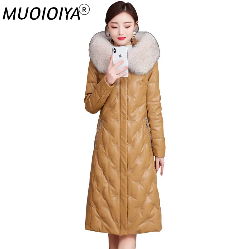 Lady Elegant Leather Fox Fur Down Jacket 2021 Winter Women Sheepskin Coat Plus Size Loose Slim Thick Warm Hooded Coats OK1015
Lady Elegant Leather Fox Fur Down Jacket 2021 Winter Women Sheepskin Coat Plus Size Loose Slim Thick Warm Hooded Coats OK1015