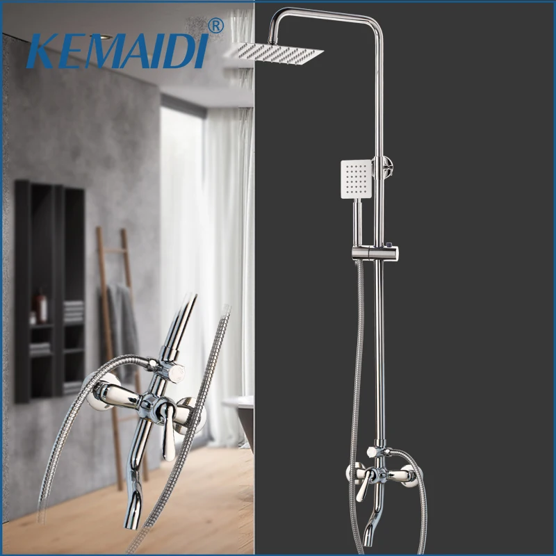 

KEMAIDI 1SET Bath Shower Faucets Set Bathroom Mixer Shower Bathtub Taps Rainfall Shower Wall torneira Tap 8 "Shower head