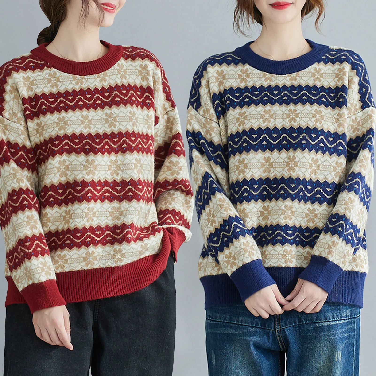 Women Warm Sweater Knitted Stripe O Neck Long Sleeve Drop Shoulder Pullover Sweatshirt Casual Loose Winter Tops
Women Warm Sweater Knitted Stripe O Neck Long Sleeve Drop Shoulder Pullover Sweatshirt Casual Loose Winter Tops