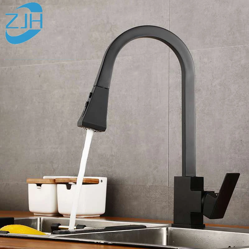 Matte Black Kitchen Faucet Cold and Hot Kitchen Mixer Pull Out Two Function Deck Mounted Tap With Free Hose
Matte Black Kitchen Faucet Cold and Hot Kitchen Mixer Pull Out Two Function Deck Mounted Tap With Free Hose