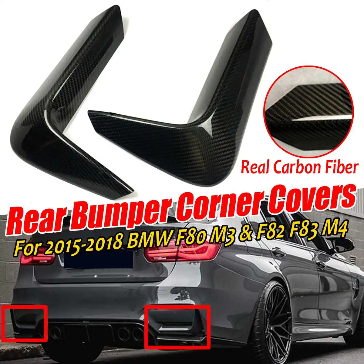 2PCS Real Carbon Fiber Car Rear Bumper Corner Valance Cover Trim Guard Diffuser Protector For BMW F80 M3 F82 F83 M4 2015-2018
2PCS Real Carbon Fiber Car Rear Bumper Corner Valance Cover Trim Guard Diffuser Protector For BMW F80 M3 F82 F83 M4 2015-2018