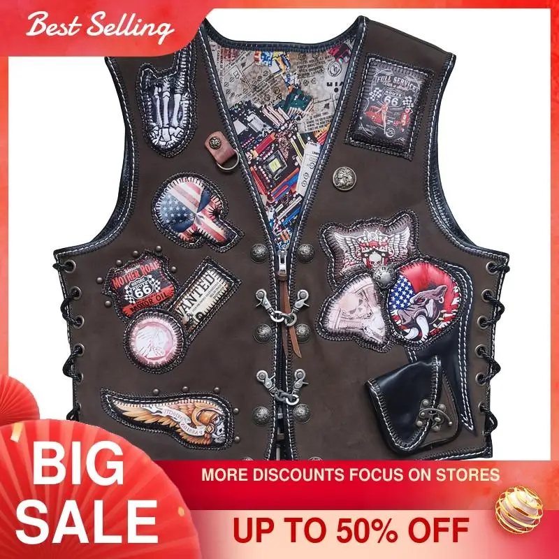 2021 Dark Brown American Motorcycle Style Genuine Leather Vest Men Plus Size 8XL Real Natural Thick Horsehide Biker's Coat
2021 Dark Brown American Motorcycle Style Genuine Leather Vest Men Plus Size 8XL Real Natural Thick Horsehide Biker's Coat