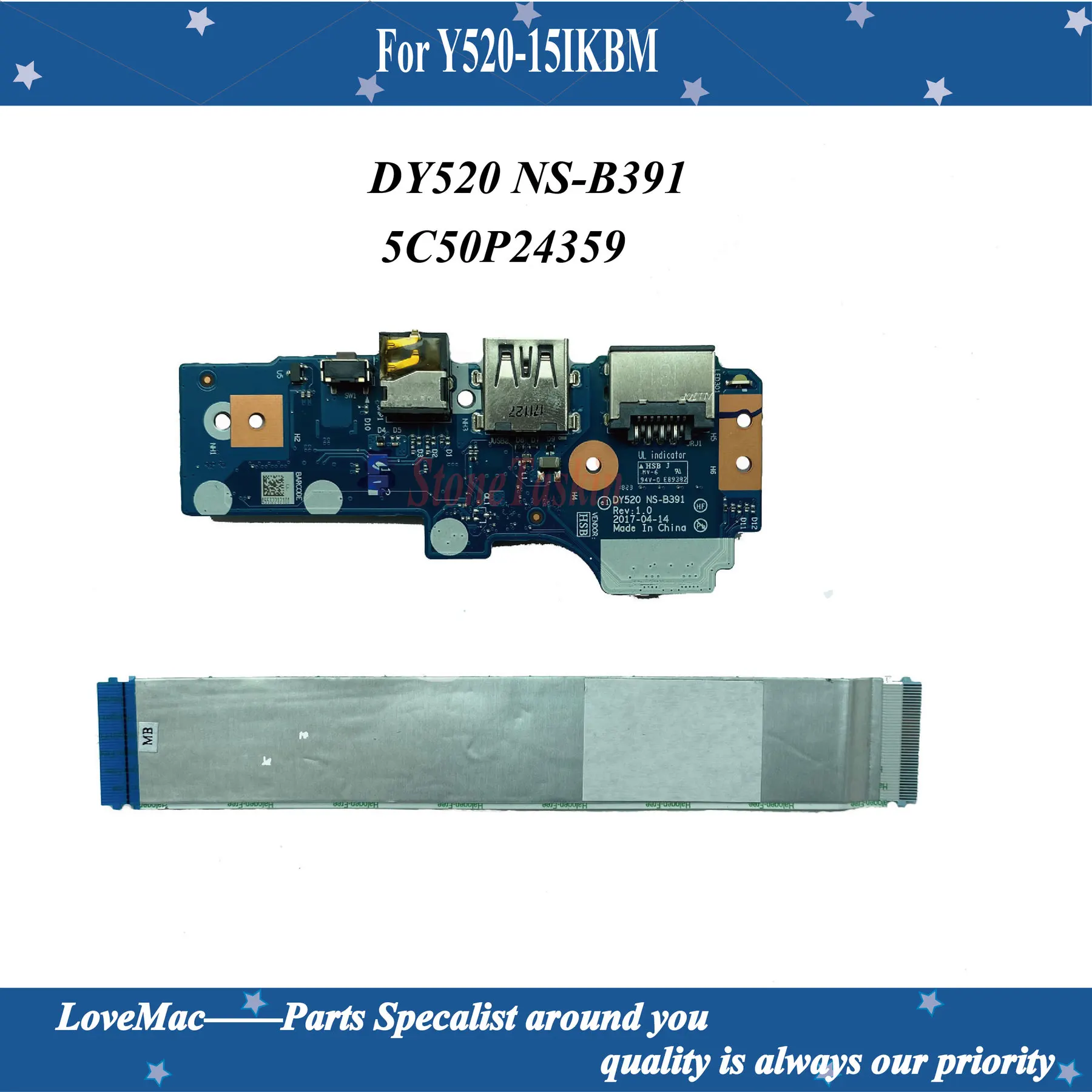 Original For Lenovo Legion Y520-15IKBM Laptop Network Card USB Audio Board With Cable DY520 NS-B391 FRU 5C50P24359 100% tested
Original For Lenovo Legion Y520-15IKBM Laptop Network Card USB Audio Board With Cable DY520 NS-B391 FRU 5C50P24359 100% tested