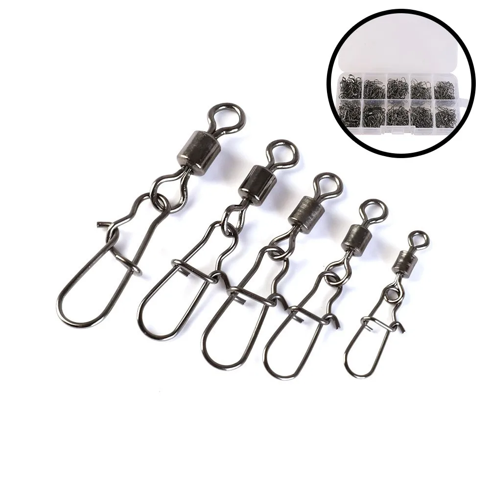 210Pcs/Box Stainless Steel Fishing Snap Swivel Ball Bearing Fishing Connector With Coastlock #2 #4 #5 #6 #8 Fishhook Lure Tackle
210Pcs/Box Stainless Steel Fishing Snap Swivel Ball Bearing Fishing Connector With Coastlock #2 #4 #5 #6 #8 Fishhook Lure Tackle