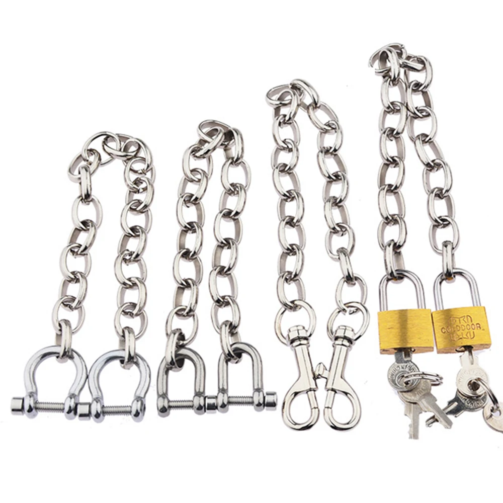 

BDSM Accessories Double Ends Metal Chain Lock For Restraints Handcuffs Connect Bondage Various Style 20cm/40cm/60cm SM Sex Shop