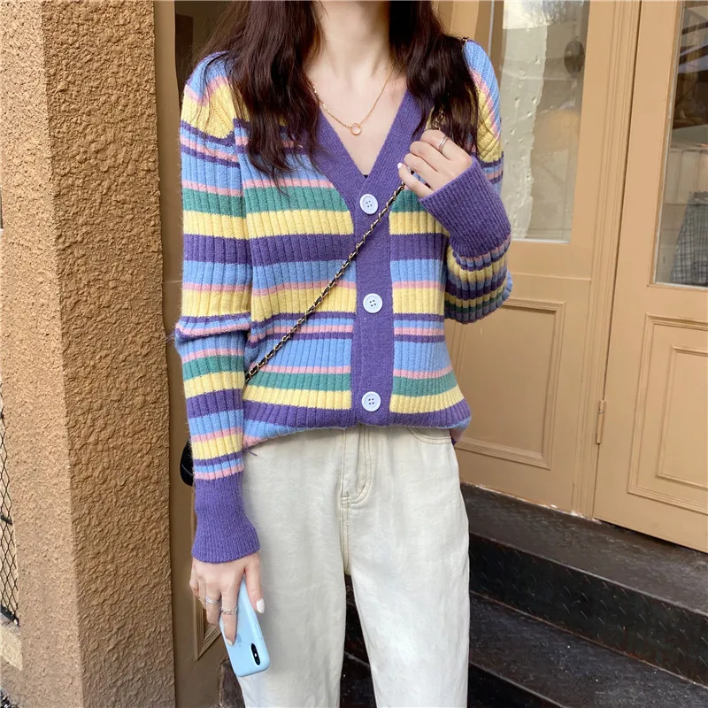 2021 Spring Autumn Women Knitted Sweater Jacket V-Neck Striped Knit Cardigans Thin Coat Lady Sweaters
2021 Spring Autumn Women Knitted Sweater Jacket V-Neck Striped Knit Cardigans Thin Coat Lady Sweaters
