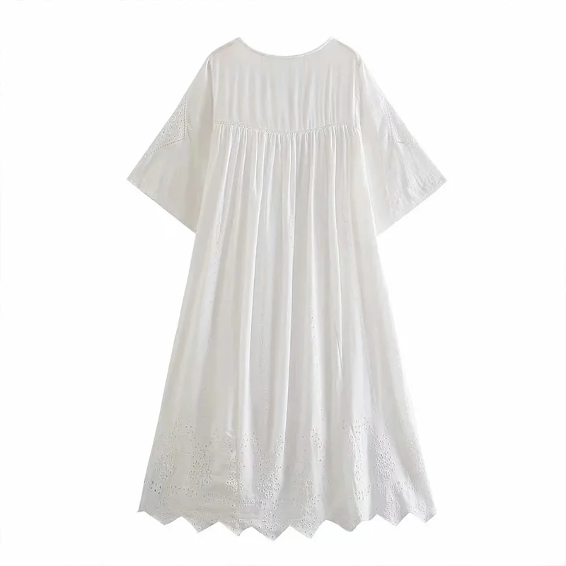 Za Dresses Women's White Maxi Dress Embroidery Hollow Out Vestidos Loose Femme Princess Dress Solid Fashion Square Collar Dress
Za Dresses Women's White Maxi Dress Embroidery Hollow Out Vestidos Loose Femme Princess Dress Solid Fashion Square Collar Dress