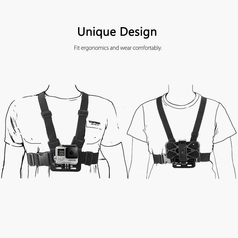 Vamson for iPhone 13 Xiaomi Samsung Huawei Chest Strap Belt Body Harness Phone Clip Mount Insta360 Gopro Hero 10 9 8 7 | Электроника