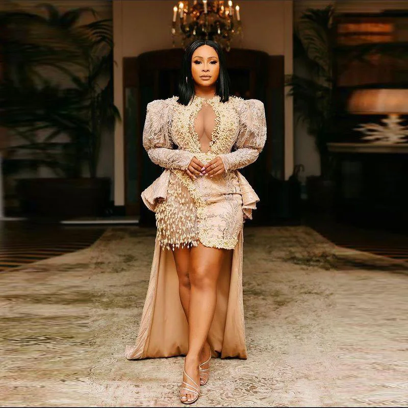 Luxurious Aso Ebi Prom Dresses Lace Pearls Beaded Evening Dress Plus Size High Low Lace Formal Party Gowns For African
Luxurious Aso Ebi Prom Dresses Lace Pearls Beaded Evening Dress Plus Size High Low Lace Formal Party Gowns For African