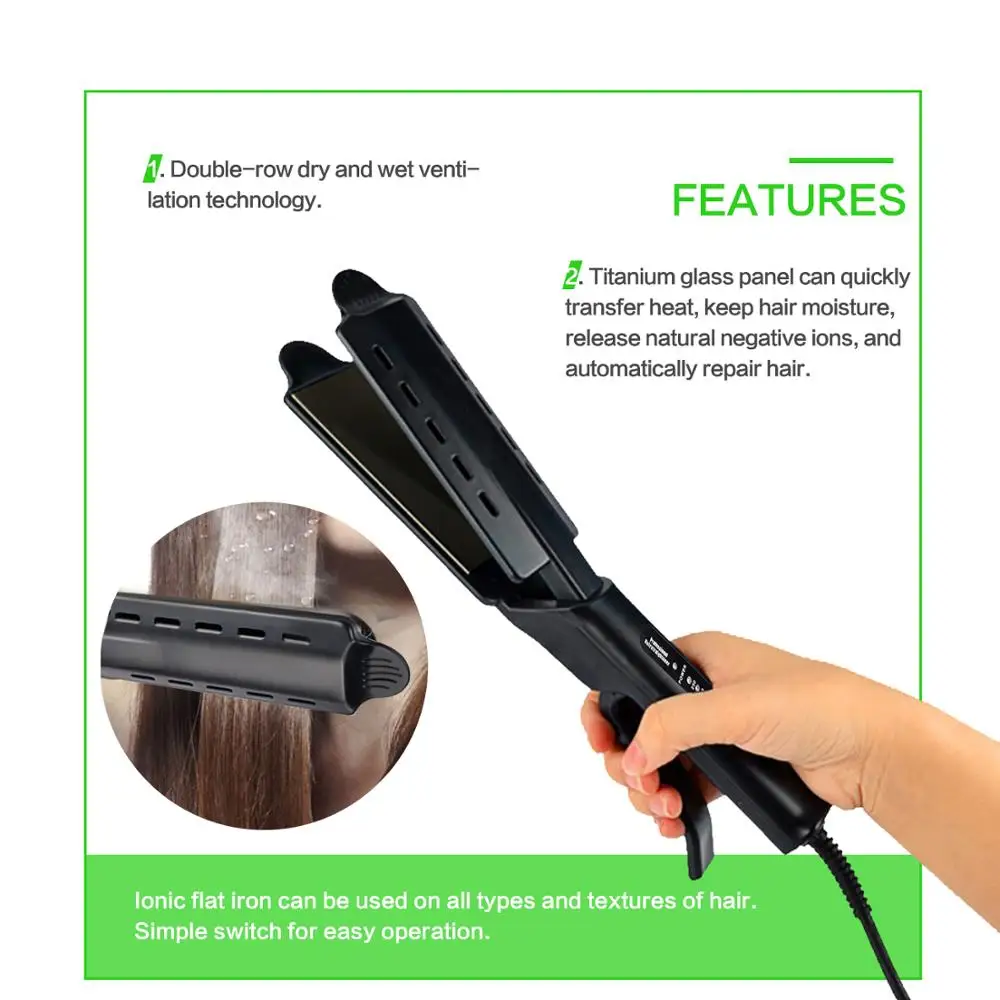 Hair Straightener Ceramic Flat Iron Hair Curler Four-gear Temperature Adjustment Steam Straightening Curling Styling Tools
Hair Straightener Ceramic Flat Iron Hair Curler Four-gear Temperature Adjustment Steam Straightening Curling Styling Tools