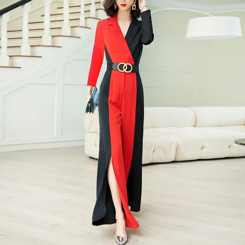 2021 Spring Women's Wide Leg Jumpsuits Fashion Patchwork Blazer Playsuits Office Ladies Long Sleeve Notched Collar Sashes Romper
2021 Spring Women's Wide Leg Jumpsuits Fashion Patchwork Blazer Playsuits Office Ladies Long Sleeve Notched Collar Sashes Romper