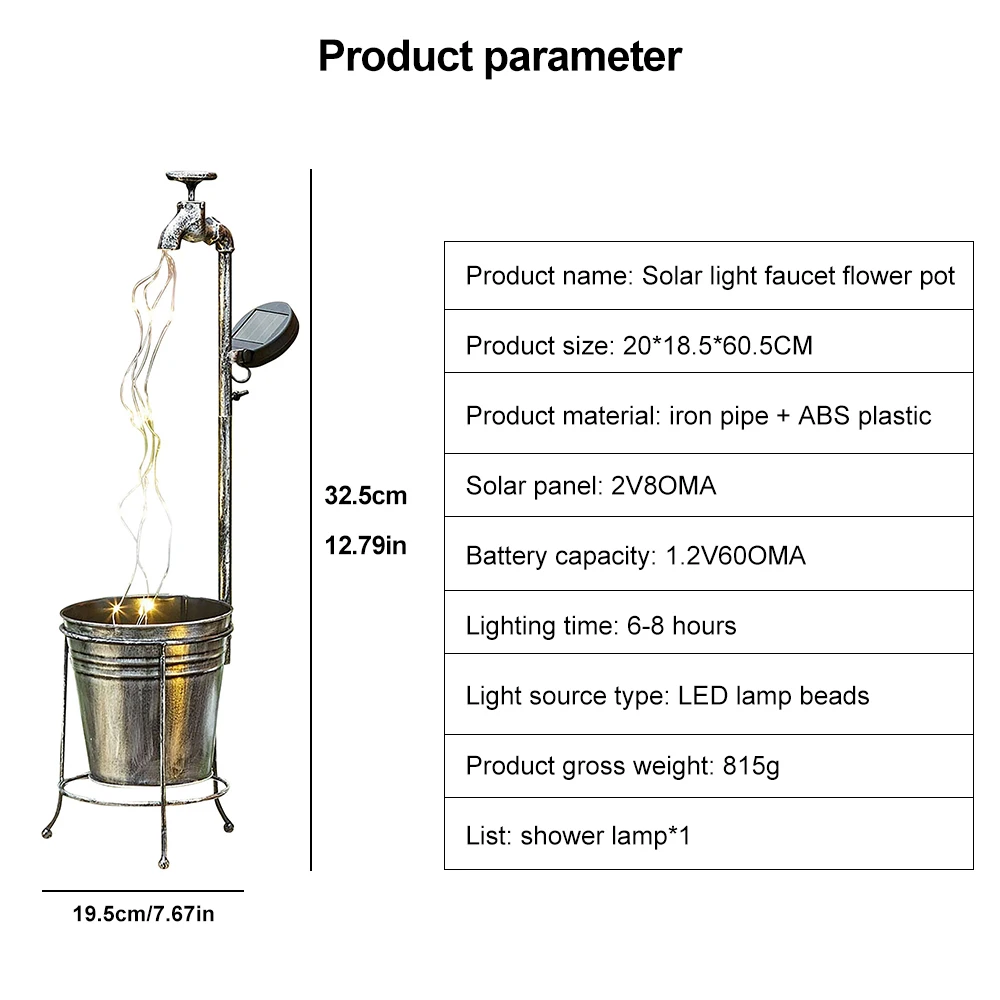 Creative Garden Art Lighting Solar Metal Faucet Lawn Light Flower Slot Light Garden Decoration Outdoor Decoration Statue Decor
Creative Garden Art Lighting Solar Metal Faucet Lawn Light Flower Slot Light Garden Decoration Outdoor Decoration Statue Decor