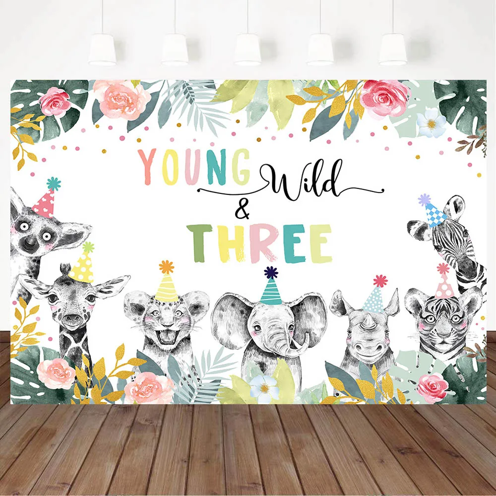 Mocsicka Safari Forest Wild Three Backdrops Baby 3th Birthday Party Background for Photo Studio Photocall Flowers Leaves Animals
Mocsicka Safari Forest Wild Three Backdrops Baby 3th Birthday Party Background for Photo Studio Photocall Flowers Leaves Animals