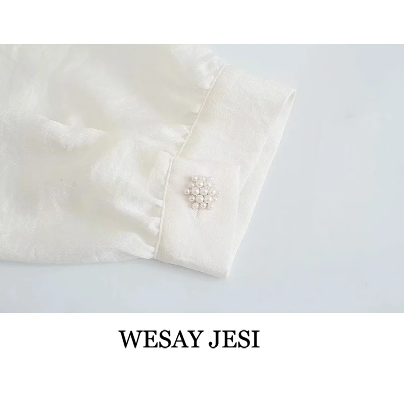 WESAY JESI Women's Clothing Blouses Tied Silk Texture Crop Blouses Vintage Long Sleeve Man-made Jewelry Buttons Female Shirts
WESAY JESI Women's Clothing Blouses Tied Silk Texture Crop Blouses Vintage Long Sleeve Man-made Jewelry Buttons Female Shirts