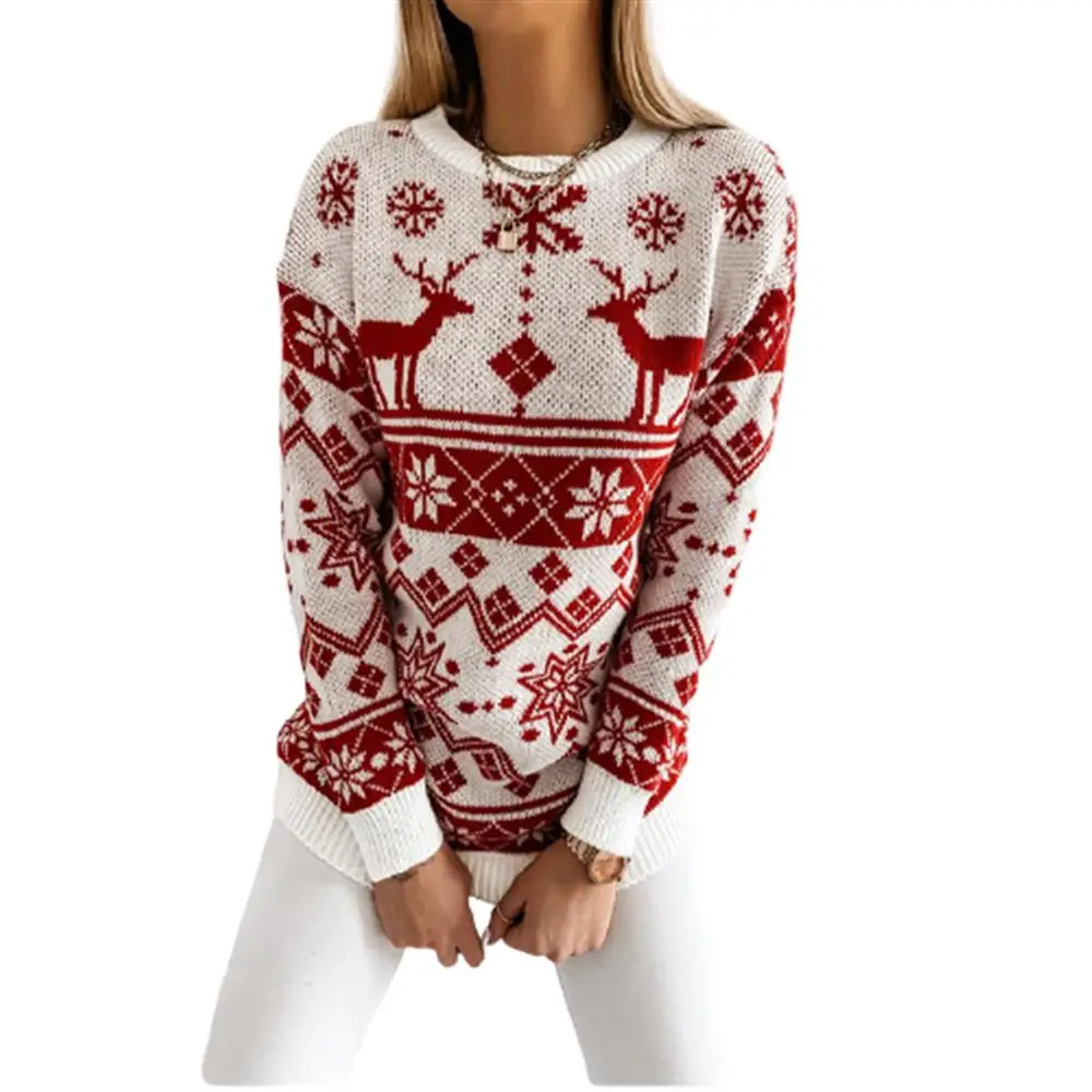 Women Christmas Printed Jumper Long Sleeve Knitted Sweater Casual Loose Pullover Knitwear Winter Warm Slim Tops Fashion Clothes
Women Christmas Printed Jumper Long Sleeve Knitted Sweater Casual Loose Pullover Knitwear Winter Warm Slim Tops Fashion Clothes