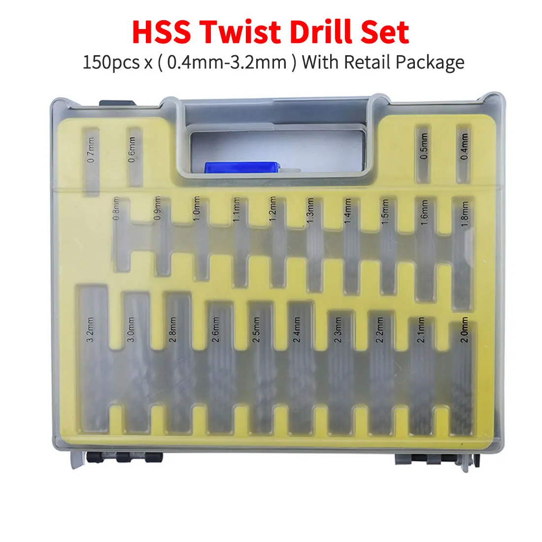 150pc x 0.4-3.2mm HSS Hand Twist Drill Kit Tool Drill Bit Set Small Precision With Carry Case for PCB Drilling/Woodworking/Metal
150pc x 0.4-3.2mm HSS Hand Twist Drill Kit Tool Drill Bit Set Small Precision With Carry Case for PCB Drilling/Woodworking/Metal