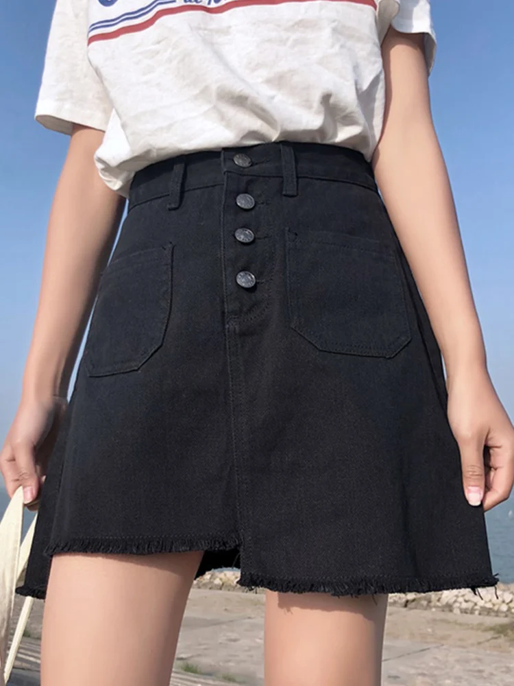Black Denim Skirt Female Summer Fashion High Waist Casual Irregular Fringe Fringe Bag Hip A-Line Short Skirt
Black Denim Skirt Female Summer Fashion High Waist Casual Irregular Fringe Fringe Bag Hip A-Line Short Skirt