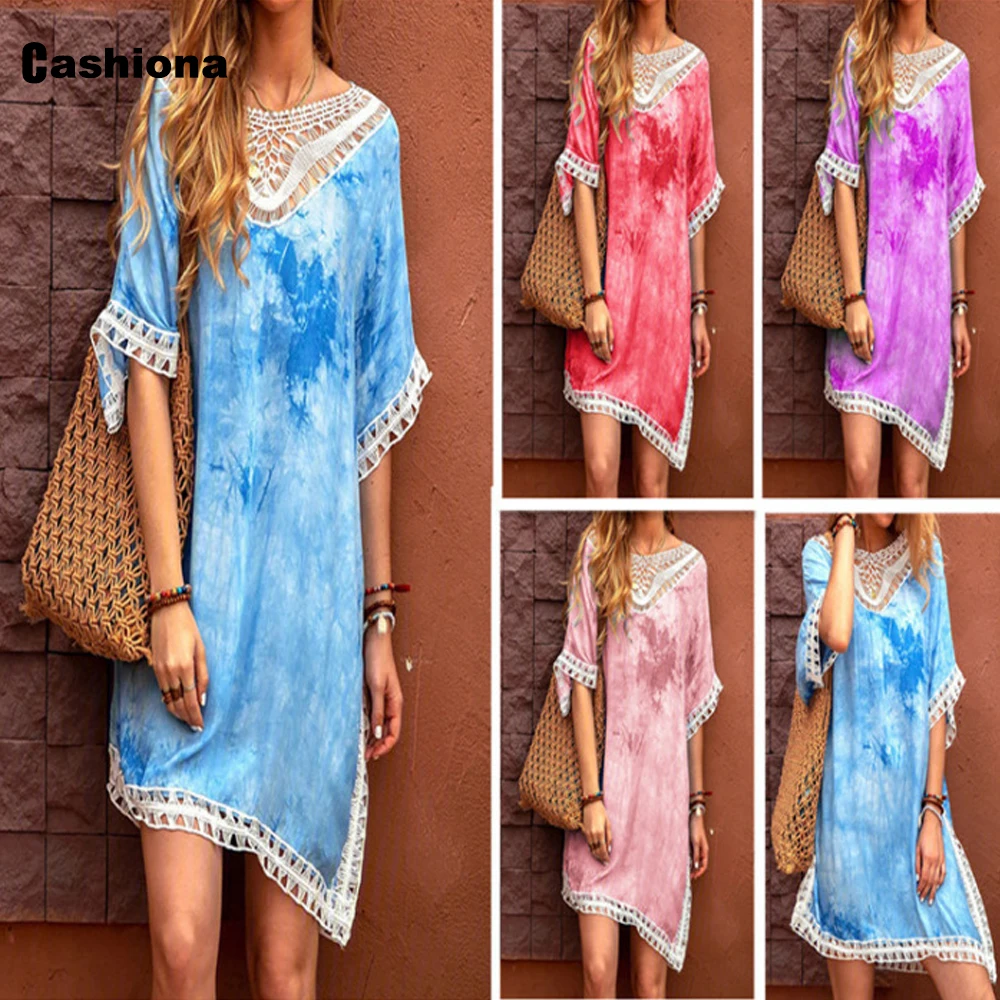 Cashiona Women Short Mini Dress Vintage 2021 Patchwork Lace Tie Dry Print Beach Dresses Flare Sleeve Femme Vestido Robe Dress
Cashiona Women Short Mini Dress Vintage 2021 Patchwork Lace Tie Dry Print Beach Dresses Flare Sleeve Femme Vestido Robe Dress