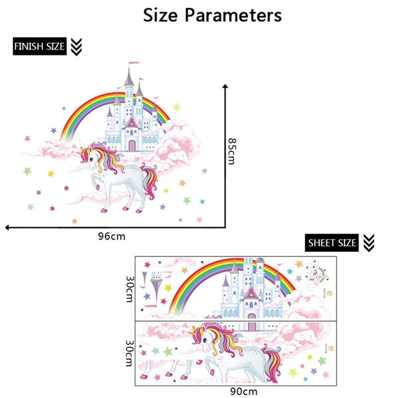 1pcs Colorful Rainbow Pink Princess Castle Unicorn Wall Sticker For Girls Kids Bedroom Unicorn Wall Decor Vinyl Mural Decals
1pcs Colorful Rainbow Pink Princess Castle Unicorn Wall Sticker For Girls Kids Bedroom Unicorn Wall Decor Vinyl Mural Decals
