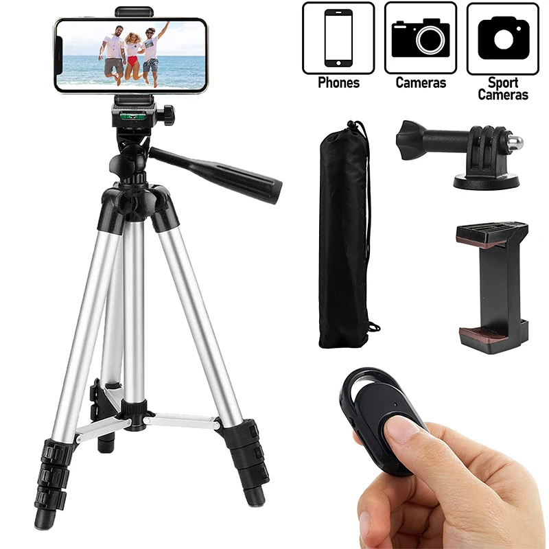 Tripod for Phone 50-Inch/125cm with Remote Control & Phone Holder, Lightweight Tripods for Mobile Cell Smartphone Gopro Camera
Tripod for Phone 50-Inch/125cm with Remote Control & Phone Holder, Lightweight Tripods for Mobile Cell Smartphone Gopro Camera