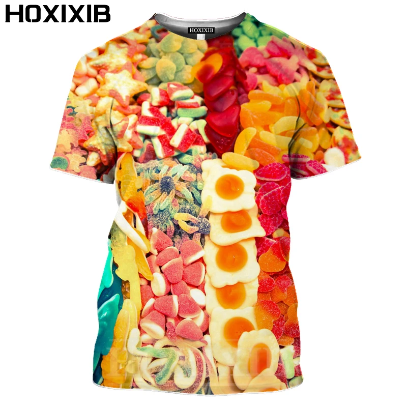 Футболка HOXIXIB для мужчин и женщин, милая летняя рубашка с 3D принтом милой еды и конфет, с коротким рукавом, в стиле аниме, с выпечкой кондитерских изделий, конфет 
Футболка HOXIXIB для мужчин и женщин, милая летняя рубашка с 3D принтом милой еды и конфет, с коротким рукавом, в стиле аниме, с выпечкой кондитерских изделий, конфет