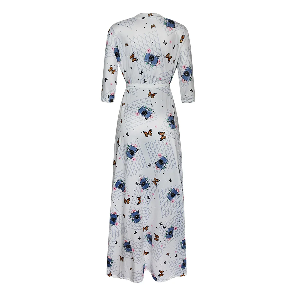 Boho Women Spring V-Neck Maxi Dress Sweet 3/4 Sleeve Floor-Length Floral Sundress Pullover Lace Up Travel Bohemian Vestdios 2021
Boho Women Spring V-Neck Maxi Dress Sweet 3/4 Sleeve Floor-Length Floral Sundress Pullover Lace Up Travel Bohemian Vestdios 2021