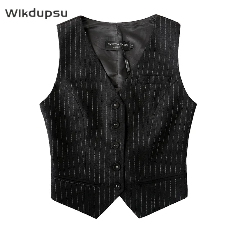 Новинка, винтажный осенне-зимний жилет без рукавов для женщин, модный офисный однобортный жилет в полоску, повседневный жилет
Новинка, винтажный осенне-зимний жилет без рукавов для женщин, модный офисный однобортный жилет в полоску, повседневный жилет