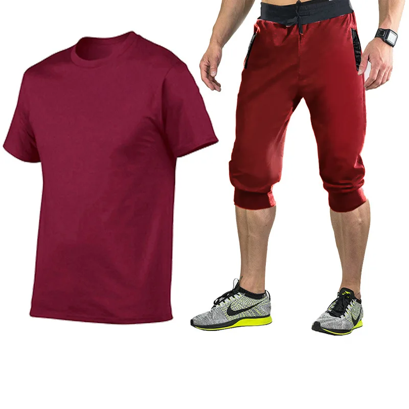 2021 summer new fashion men's personalized fashion solid color sports short-sleeved T-shirt + sports casual shorts suit
2021 summer new fashion men's personalized fashion solid color sports short-sleeved T-shirt + sports casual shorts suit