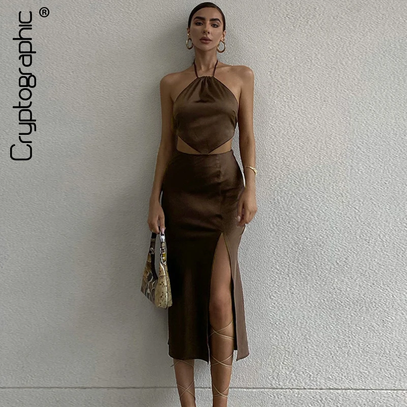 Cryptographic Fashion Elegant Sexy Halter Crop Top and Skirts Sets Backless Night Club Party Outfits Two Piece Split Skirt Set
Cryptographic Fashion Elegant Sexy Halter Crop Top and Skirts Sets Backless Night Club Party Outfits Two Piece Split Skirt Set