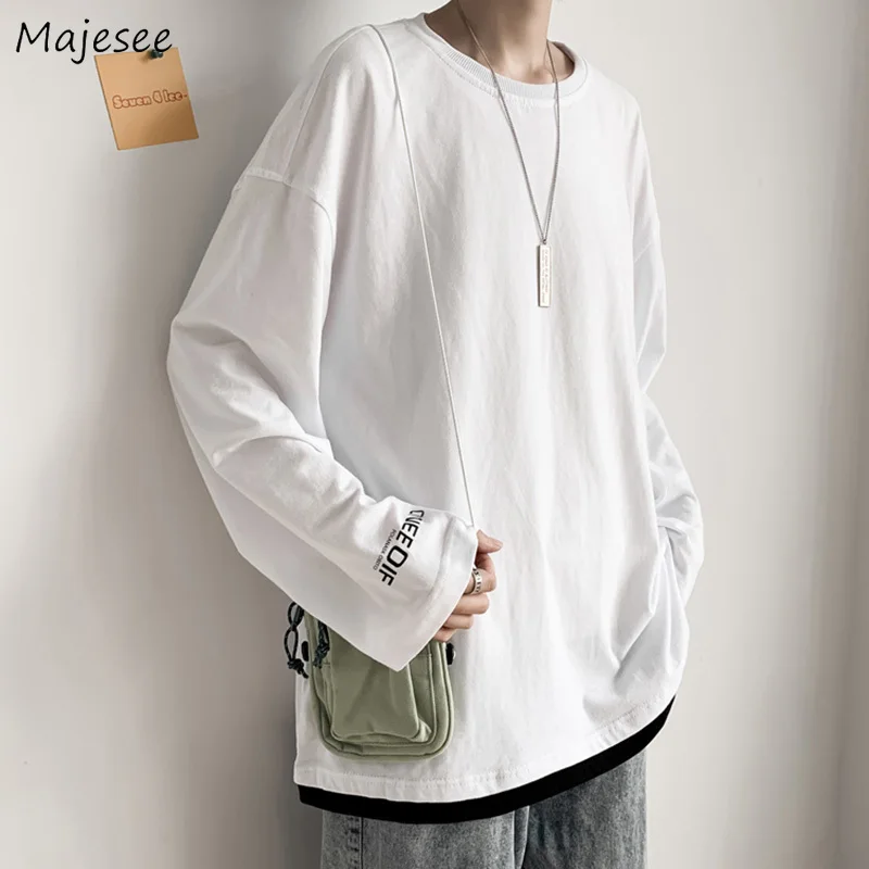 Men Long Sleeve T-shirts Spring Large Size S-3XL Fake-two Pieces Loose Breathable Letter Printed O-neck Tees Male Baggy Fashion
Men Long Sleeve T-shirts Spring Large Size S-3XL Fake-two Pieces Loose Breathable Letter Printed O-neck Tees Male Baggy Fashion