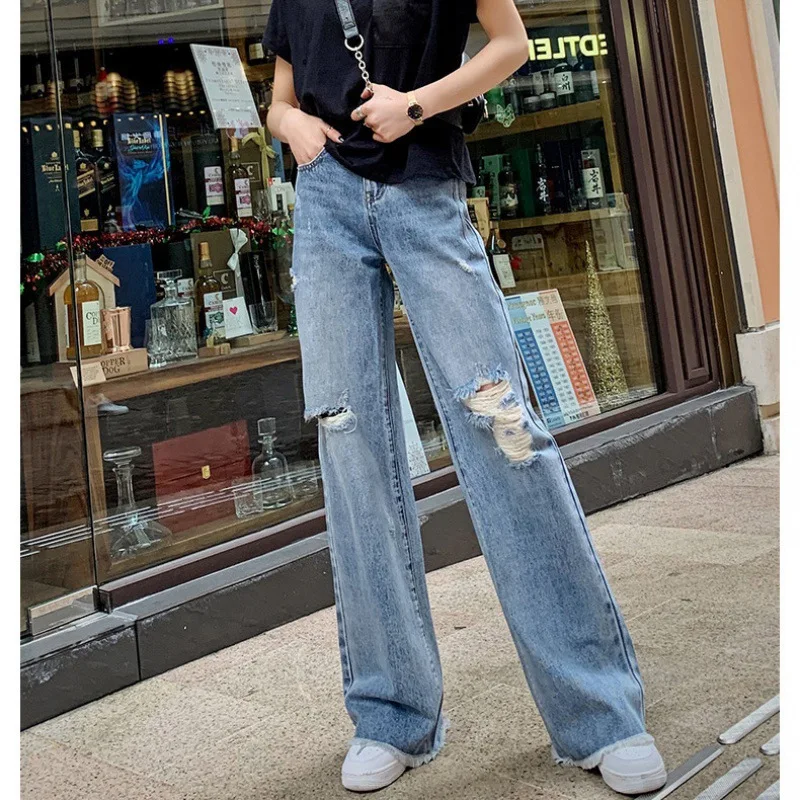 2021 Fashion Ripped Jeans Women High Waist Straight Denim Mom Pants Baggy Jeans Women Washed Blue Casual Female Cotton Pants New
2021 Fashion Ripped Jeans Women High Waist Straight Denim Mom Pants Baggy Jeans Women Washed Blue Casual Female Cotton Pants New