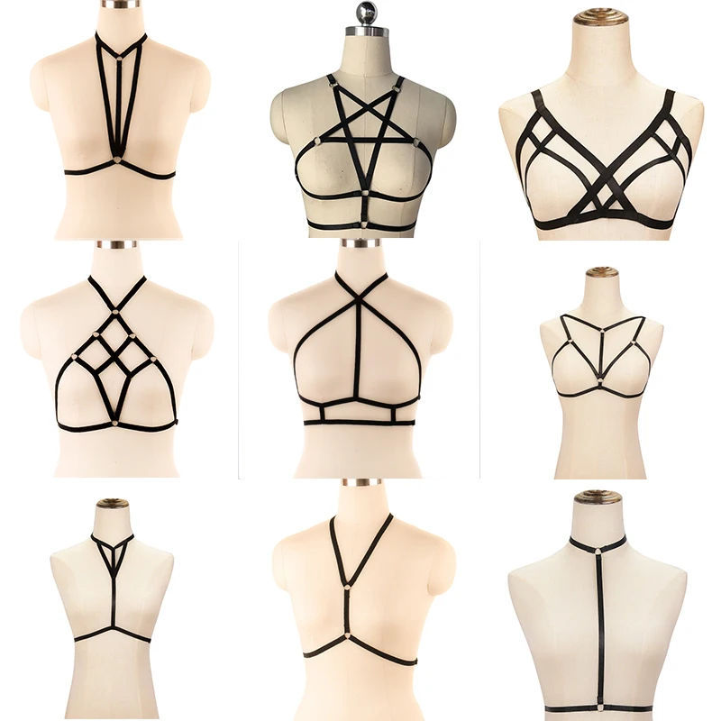 New Polyester Harness Lingerie Women Fetish Tops Crop Bodysuit Harajuku Gothic Body Cage Bra Rave Festival Bralette Harness
New Polyester Harness Lingerie Women Fetish Tops Crop Bodysuit Harajuku Gothic Body Cage Bra Rave Festival Bralette Harness